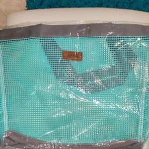 G.U.S. Aqua Blue Mesh With Gray Trim Tote Bag